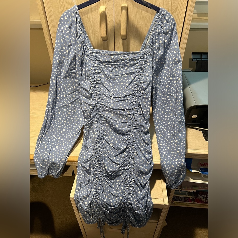 Wild Fable Blue and White Long Sleeve Dress